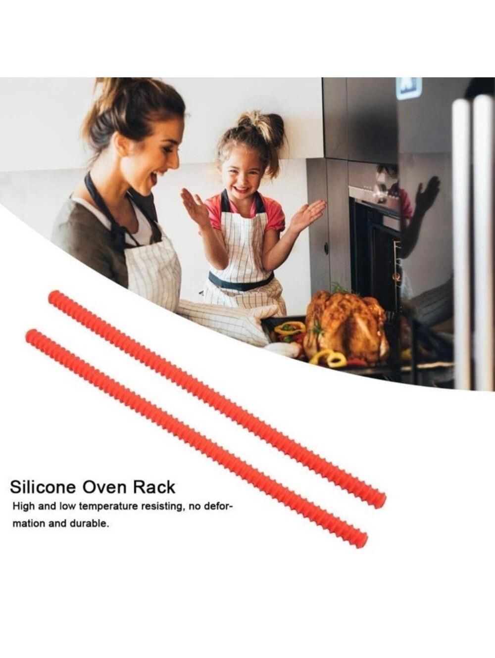 Oven Rack Cooking Rack Protector Food Grade Silicone for Burn Protection 2pc RED - Picture 7 of 9